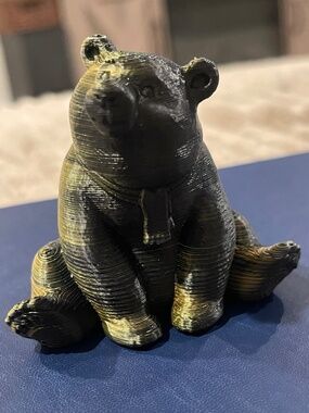 Custom 3D Sitting Rustic Bear Figurine 2.5”